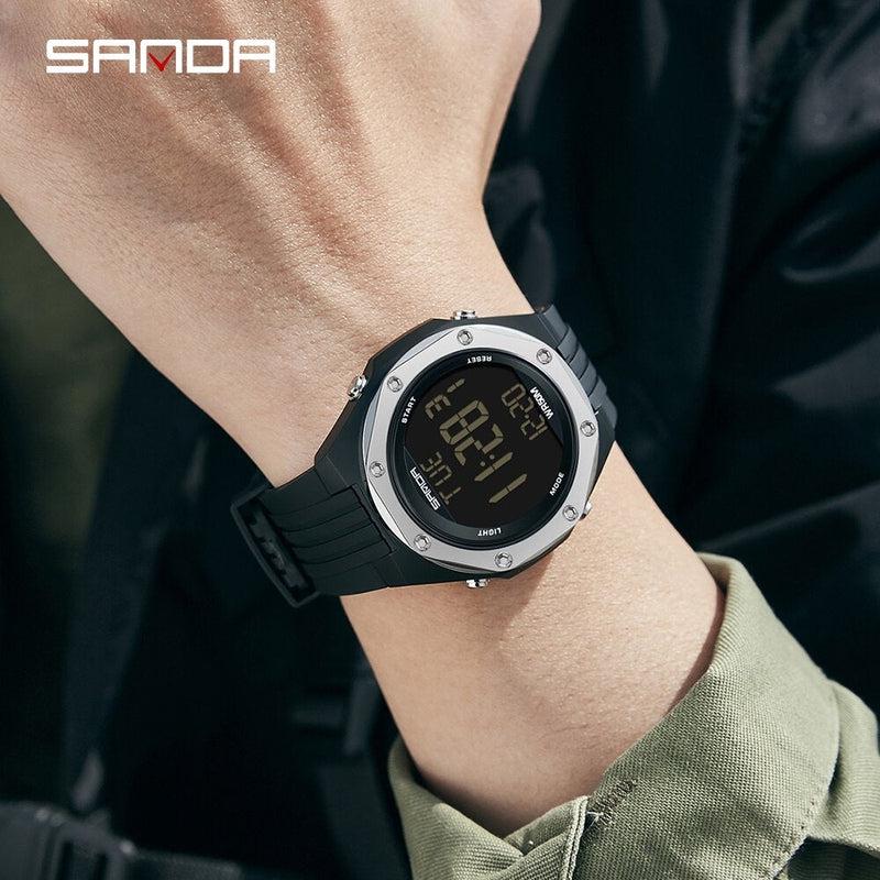 SANDA Military Digital Watch for Men | Waterproof Sport Watches, Fashionable Automatic Smartwatch, Electronic Clock in Black
